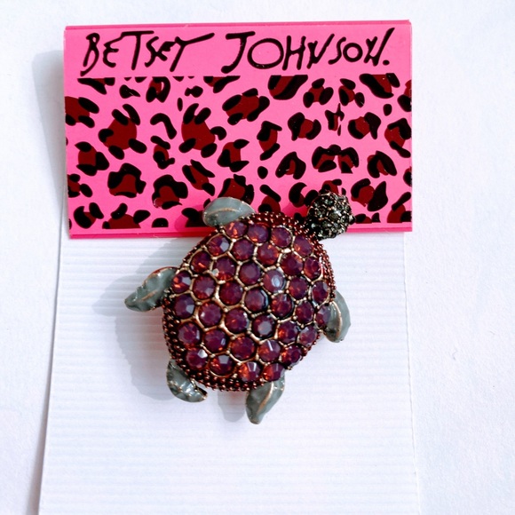 Betsey Johnson Crystal Studded Turtle Brooche - Picture 1 of 4